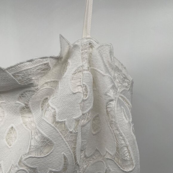 BARDOT Womens Lace Midi Sheath Dress Spaghetti Straps White Size 12 Zip - Picture 4 of 9